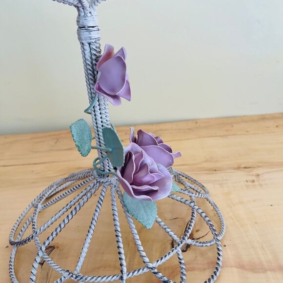 Vtg Style Twisted Metal Wire Hat Wig Display Stand Victorian Shabby Chic French - Picture 14 of 16